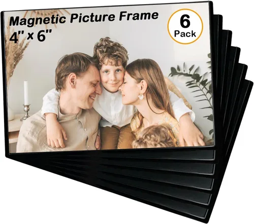 Vista 12 de Marco magnético para fotos, con capacidad para fotos de 5 x 7 pulgadas, fundas negras reutilizables para nevera, taquilla, gabinete de oficina
