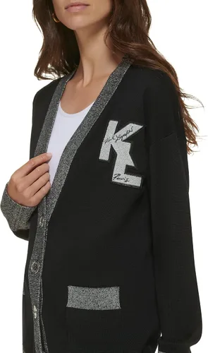 Vista 2 de Karl Lagerfeld Paris Suéter de manga larga con botones para mujer