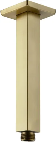 Vista 16 de Brazo de ducha de oro cepillado con brida de 6 pulgadas de acero inoxidable recto superior de lluvia cabezal de ducha de extensión de tubo cuadrado