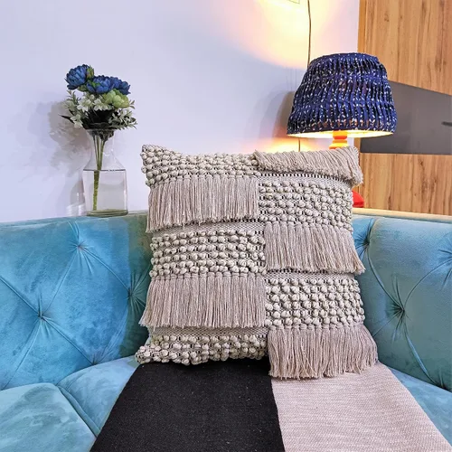 Vista 14 de Trade Star Funda de almohada Kilim de 100% algodón, estilo bohemio, copetudo, funda de almohada del suroeste, funda de cojín decorativa tejida a
