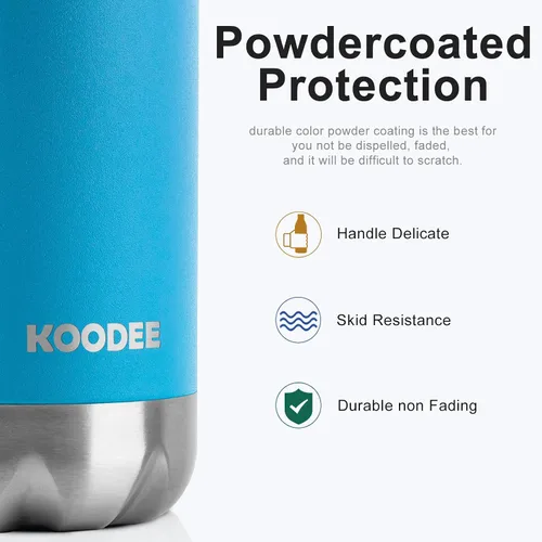 Vista 2 de koodee Botella de agua para la escuela, botella de agua de acero inoxidable de doble pared aislada al vacío de 9 onzas para la vuelta a la escuela