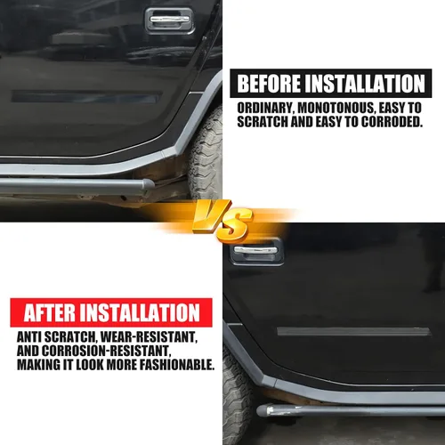 Vista 2 de Body Side Molding Trim Door Protector Fit for Hummer H2 2003-2009