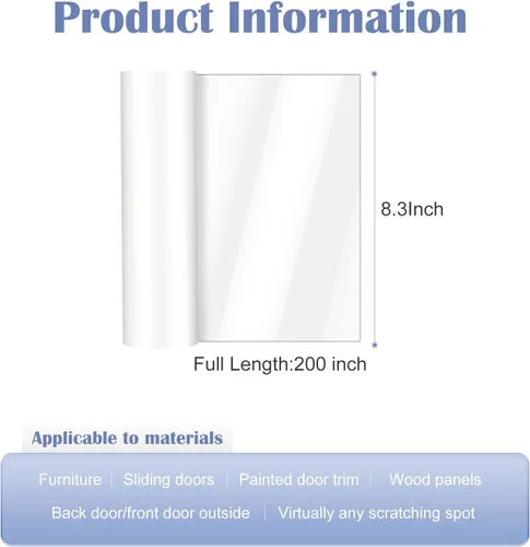 Vista 6 de Protector de arañazos de puerta contra arañazos de perros, 200 x 8.3 pulgadas, protector de arañazos para puerta de perro, cinta disuasoria ultra