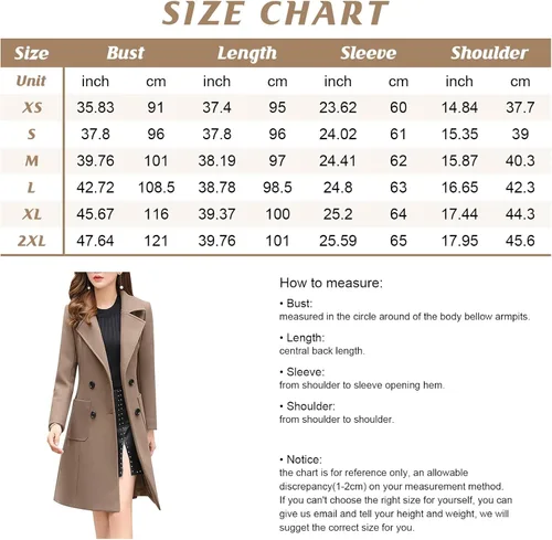 Vista 7 de chouyatou - Elegante abrigo con cuello de solapa y abotonadura doble para mujer, de mezcla de lana
