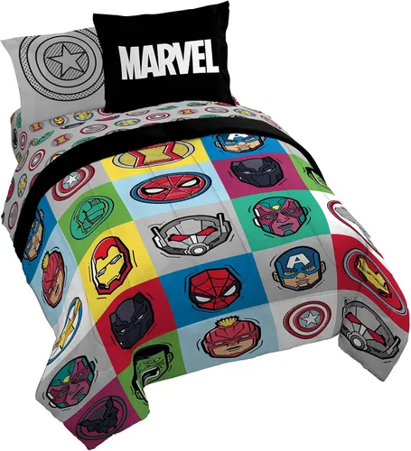 Vista 17 de Jay Franco Marvel Spiderman Webtastic - Juego de ropa de cama de 5 piezas tamaño individual, incluye edredón reversible y juego de sábanas, ropa