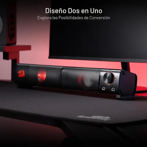 Vista 5 de Redragon GS550 Altavoces para PC de Gaming, Barra de Sonido de Escritorio de 2.0 Canales con Tamaño Compacto y Maniobrable, Jack para Auriculares