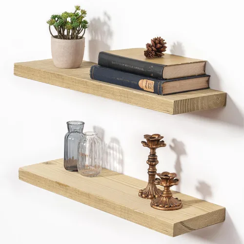 Vista 65 de Estantes flotantes para decoración de pared, estantes rústicos de madera recuperada de 24 x 8 pulgadas, estantes de montaje en pared resistentes