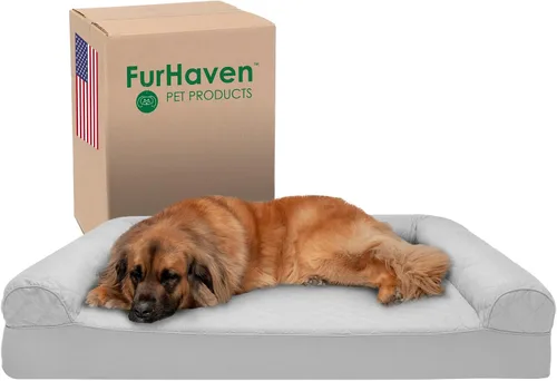Vista 46 de Furhaven Cama para perro de espuma viscoelástica para perros medianos y pequeños con cojines extraíbles y funda lavable, para perros de hasta 35
