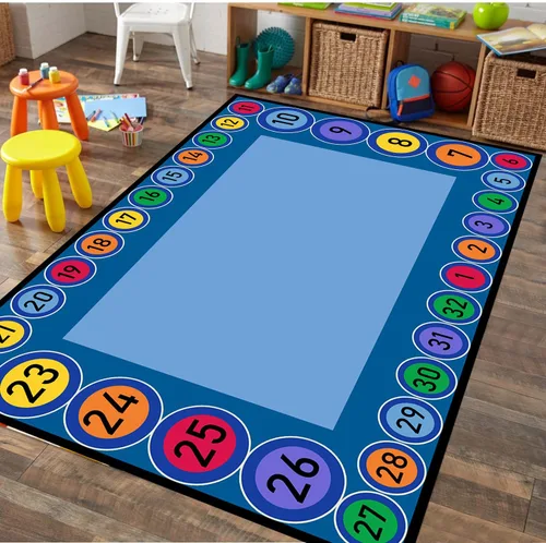 Vista 12 de Alfombra de números para niños, 3 x 4 pies, alfombra de área de aprendizaje educativa de números y formas, alfombra colorida de retazos para jugar