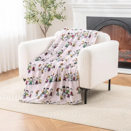 Vista 46 de Berkshire Peanuts® VelvetLoft® - Manta de felpa de Snoopy con bonito personaje, acogedora manta Fairisle Crimson Neutral, manta de 55 x 70 pulgadas