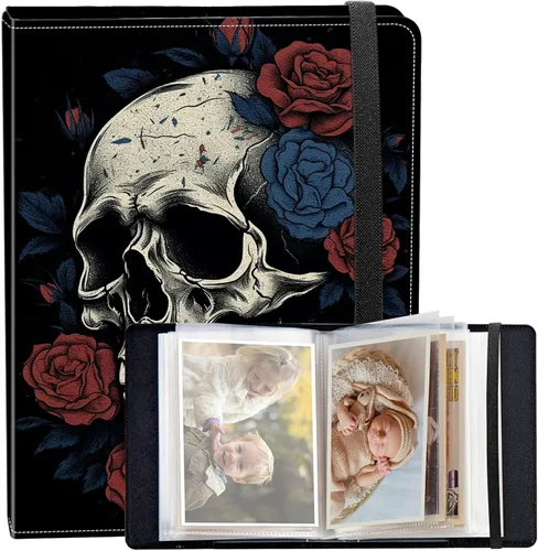 Vista 34 de Álbum de fotos de 3.5 x 5 pulgadas, cubierta de piel sintética de pequeña capacidad, mini álbum de fotos de águila americana de 3.5 x 5 con banda