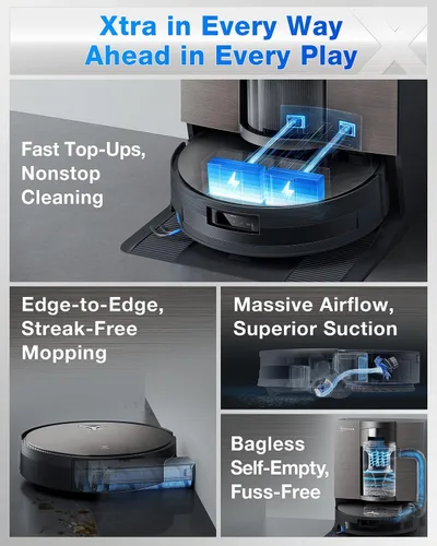 Vista 2 de ECOVACS DEEBOT X11 OmniCyclone Robot Aspiradora y Trapeadora, Carga PowerBoost, Trapeador de Autolavado Instantáneo OZMO Roller 2.0, Succión Potente