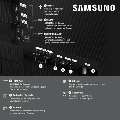 Vista 5 de Samsung Serie S85H de 77 pulgadas, OLED, 4K, Smart TV, modelo 2026