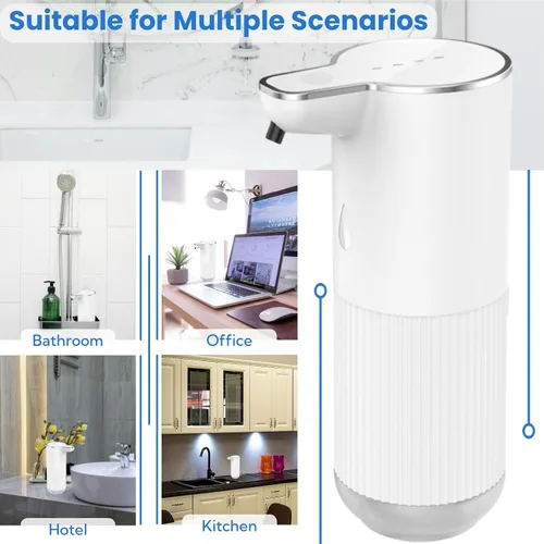 Vista 6 de Dispensador automático de jabón, dispensador eléctrico recargable de jabón para manos y platos para fregadero de cocina y baño, bomba sin contacto