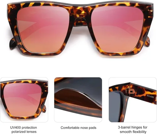 Vista 28 de SOJOS Fashion Oversized Square Cat Eye Polarized Sunglasses for Women Trendy Cateye Style Womens Sunglasses SJ2179