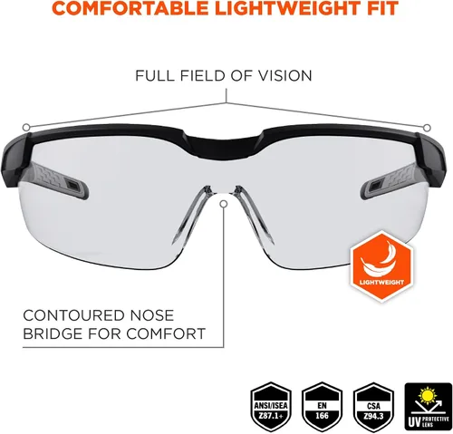 Vista 2 de Ergodyne Skullerz Dellenger Z87 - Gafas de seguridad antivaho con patillas ajustables