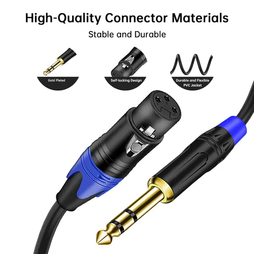 Vista 6 de Cable doble TRS a XLR hembra de 0.250 in para micrófono, mezclador, amplificador, 6.6 pies, cable de audio doble 1/4 TRS macho a XLR, cable