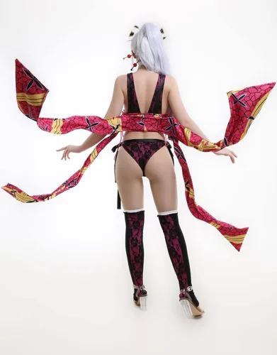 Vista 4 de Miccostumes Disfraz de anime para mujer cinta jacquard con fundas para las piernas