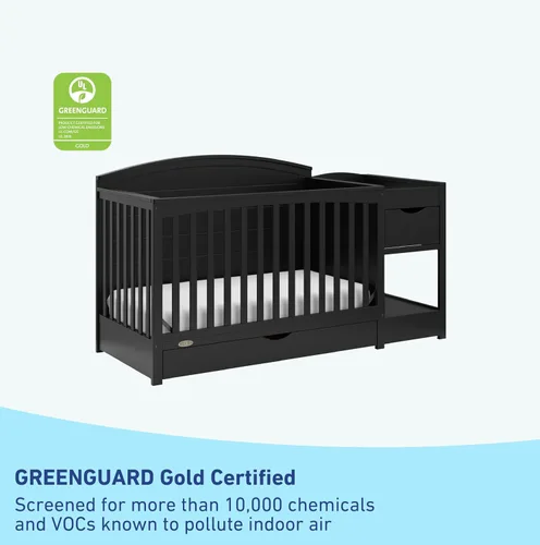 Vista 5 de Graco Bellwood - Cuna convertible 5 en 1 y cambiador con cajón (negro) - Certificado GREENGUARD Gold, cajón de almacenamiento de tamaño completo, se