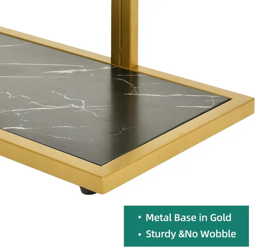 Vista 12 de YITAHOME Mesa consola dorada con luces LED, mesa de entrada, moderna y estrecha mesa auxiliar para sofá lateral con parte superior de mármol