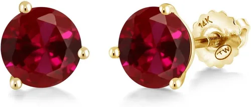 Vista 7 de Gem Stone King Aretes de Martini de oro amarillo de 14 quilates Aretes de tuerca de 3 puntas para mujeres y hombres Redondos de 0.236 pulgadas