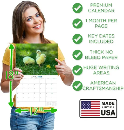 Vista 473 de Calendario de grises africanos 2025 2026 – Planificador mensual de pared de aves africanas – 12 x 18 pulgadas (abierto), calendario de pared