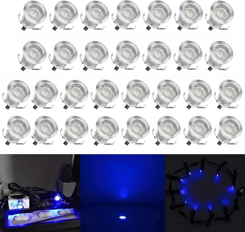 Vista 29 de Kits de luces LED empotrables para cubierta con carcasa protectora, iluminación LED de paisaje al aire libre IP67 impermeable, CC 12 V de bajo Azul