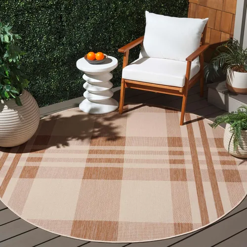 Vista 79 de SAFAVIEH Alfombra Lavable para Exteriores Colección Courtyard - 2'3" x 4', Beige y Azul, Patrón a Cuadros, No Desprende Pelusa y Fácil Limpieza