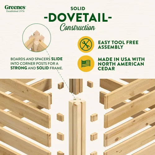 Vista 7 de Greenes Fence Compostador de madera de cedro, 24 pulgadas de ancho x 24 pulgadas de largo x 31 pulgadas de alto/77.3 galones - Fabricado en Estados