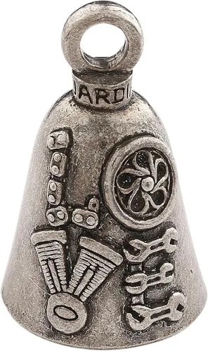 Vista 10 de Guardian Bell Campana de buena suerte con llavero y bolsa de regalo de terciopelo negro Campana de motocicleta Peltre sin plomo Hecho