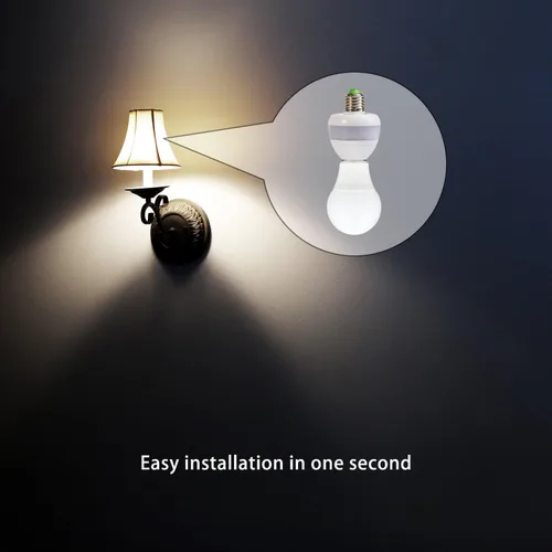 Vista 6 de eLEDing - Adaptador de enchufe de luz con sensor de movimiento, base de tornillo de movimiento radar para bombillas LED CFL incandescentes, control