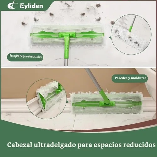Vista 10 de Eyliden Trapeador grande de 16.5 pulgadas, 3 tipos de 22 paños desechables Verde