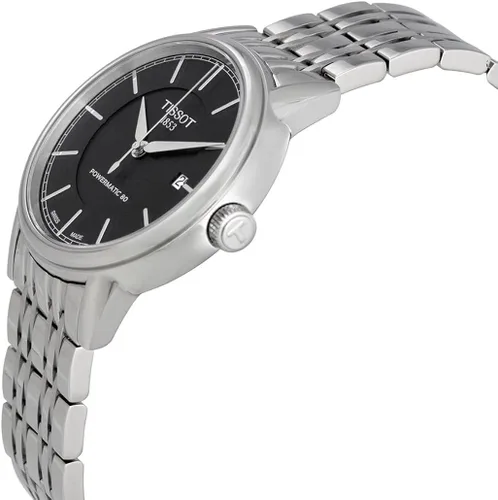 Vista 5 de Tissot T0854071105100 T Classic Powermatic Reloj de plata automático suizo con pantalla analógica para hombre, PlataNegro, Reloj automático