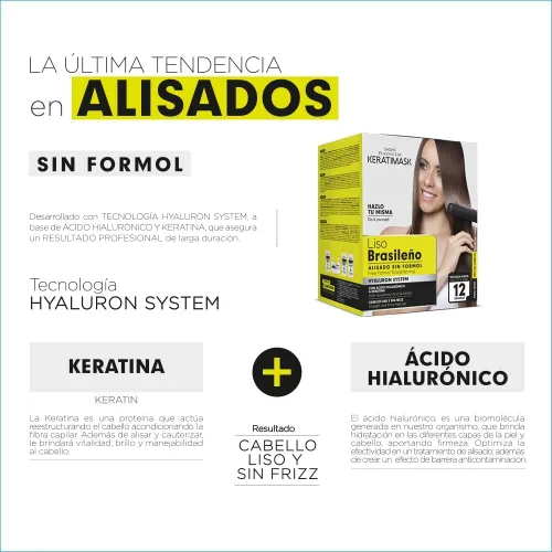 Vista 8 de KIT DE ALISADO BRASILEÑO DE PLACENTA LIFE KERATIMASK con queratina y ácido hialurónico - Tratamiento de queratina - Obtén un cabello perfectamente