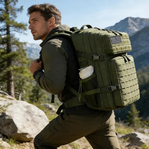 Vista 7 de Mochila táctica militar 45L/25L Paquete de asalto de 3 días Molle Daypack Mochila de senderismo para hombres y mujeres