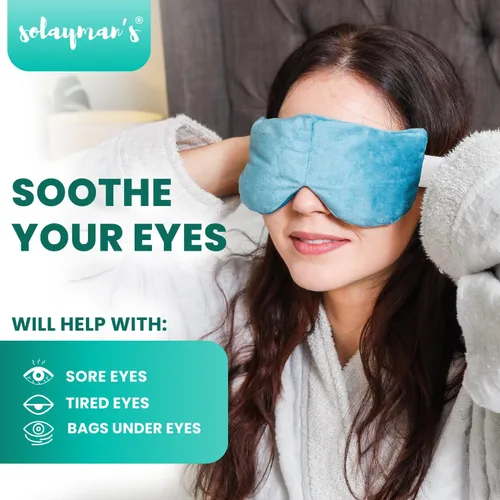Vista 4 de Máscara térmica para ojos secos, compresa de ojos húmedos para microondas para alivio de orzos, almohadilla de compresión ocular cálida para ojeras