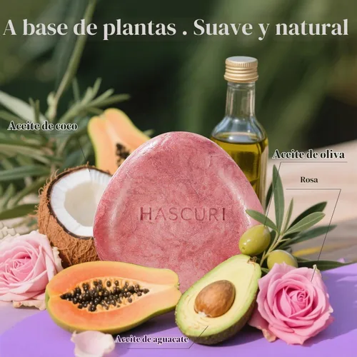 Vista 9 de Barra de champú Rose – Fortalece, nutre y da volumen al cabello – Fórmula a base de plantas con aceite de coco, aceite de aguacate y extractos