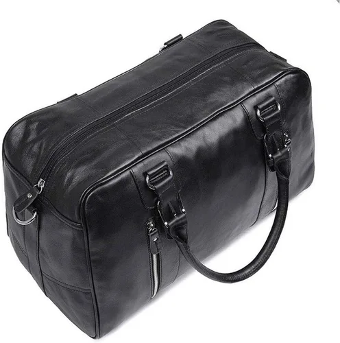 Vista 3 de Vintage aceite cera cuero viaje Duffel 15 "portátil hombro bolsa de fin de semana deportes durante la noche equipaje Tote bolso gimnasio bolsa