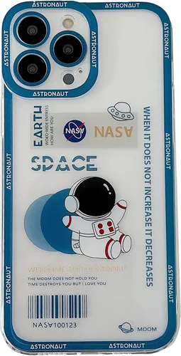 Vista 17 de Yonds Queen Funda transparente para iPhone 11, diseño de luna de astronauta espacial de astronauta de dibujos animados, elegante diseño de luna