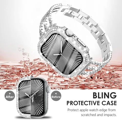 Vista 50 de Surace Bling - Carcasa con protector de pantalla para Apple Watch Series 3, 2, 1 de 1.496 pulgadas