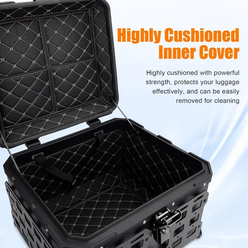 Vista 2 de Caja Superior de Motocicleta de 55L con Panel Molle Caja Superior Universal para Motocicletas Adecuada para Guardar Cascos y Equipaje