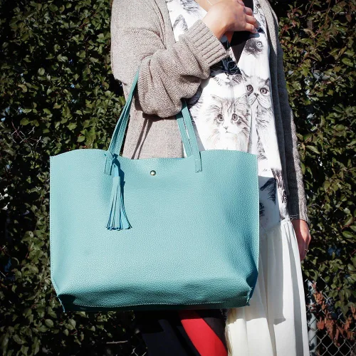 Vista 4 de oct17 - bolsa tote con asas largas para llevar al hombro, bolsa moderna para mujer