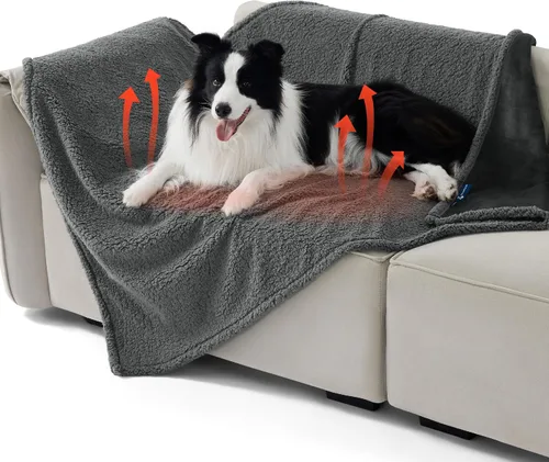 Vista 11 de Bedsure - Mantas impermeables para perros pequeños - Manta de felpa de sherpa con impresión suave lavable para perros y gatos, protector de muebles