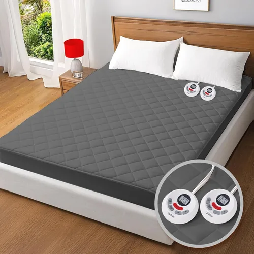 Vista 9 de Protector de colchón térmico tamaño individual, protector de colchón eléctrico con funciones de precalentamiento, calentador de cama con controlador