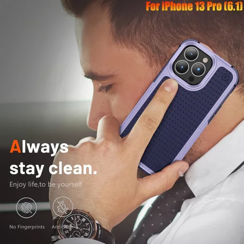Vista 7 de Funda resistente para Apple iPhone 13 Pro de 6.1 pulgadas, 4 esquinas con bolsas de aire [protección contra caídas de 12 pies], agarre texturizado