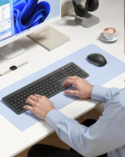 Vista 7 de seenda Combo de teclado y mouse inalámbricos para PC con Windows, laptop, Mac, iPad, Bluetooth y conexión múltiple de 3 dispositivos 2.4G, teclado