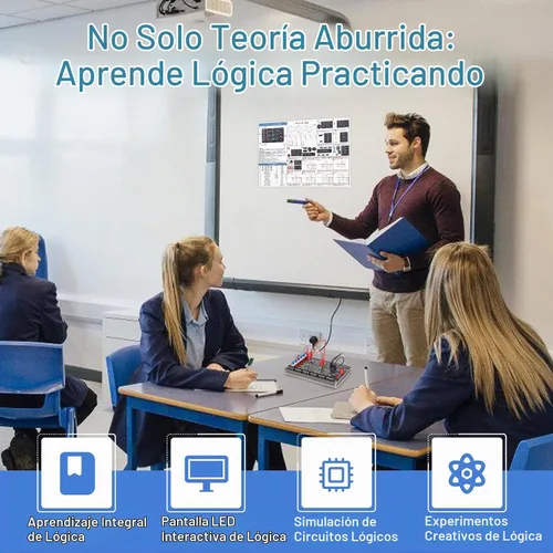 Vista 4 de Kit de soldadura de circuito de puerta lógica para bricolaje, kit básico de aprendizaje de puerta lógica con simulación LED interactiva, kit