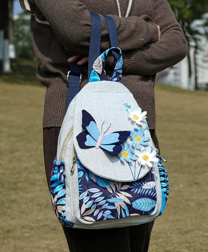 Vista 55 de HUANGGUOSHU Mochila de algodón tejida de algodón bohemio con bordado de lona estilo bohemio con múltiples bolsillos retro linda mochila cartera