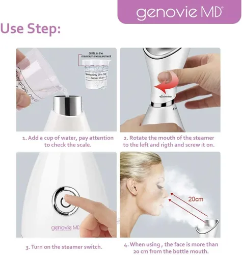 Vista 5 de Vaporizador facial nano iónico, limpieza profunda facial, vaporizador facial nano iónico, portátil, vapor caliente superfino para limpieza profunda