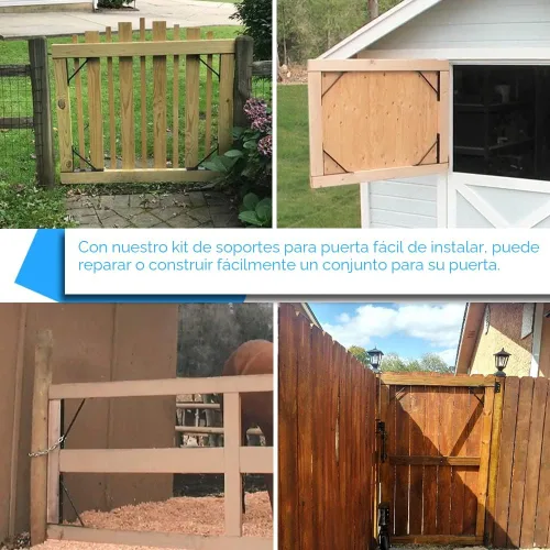 Vista 6 de Kit de herrajes para puerta de valla resistente, kit anti caída, 2x4s ajustables para puertas de valla de madera, ventanas y puertas de cobertizo
